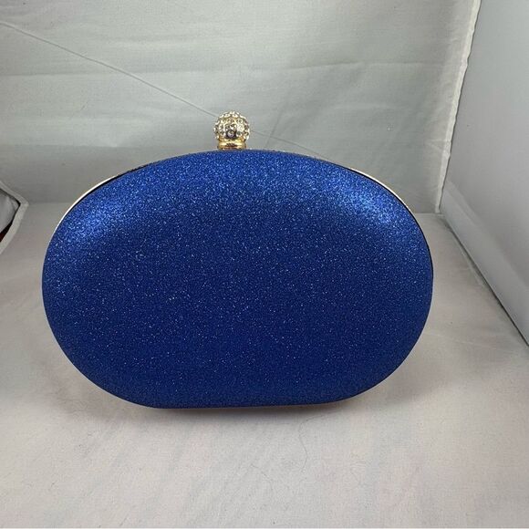 VERANO HILL Blue Crystal Jeweled Evening Clutch with Chain Strap - Picture 2 of 7